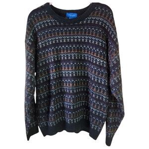 Townscraft Black and Brown Patterned 90's Grandpa Sweater. Sz. XL